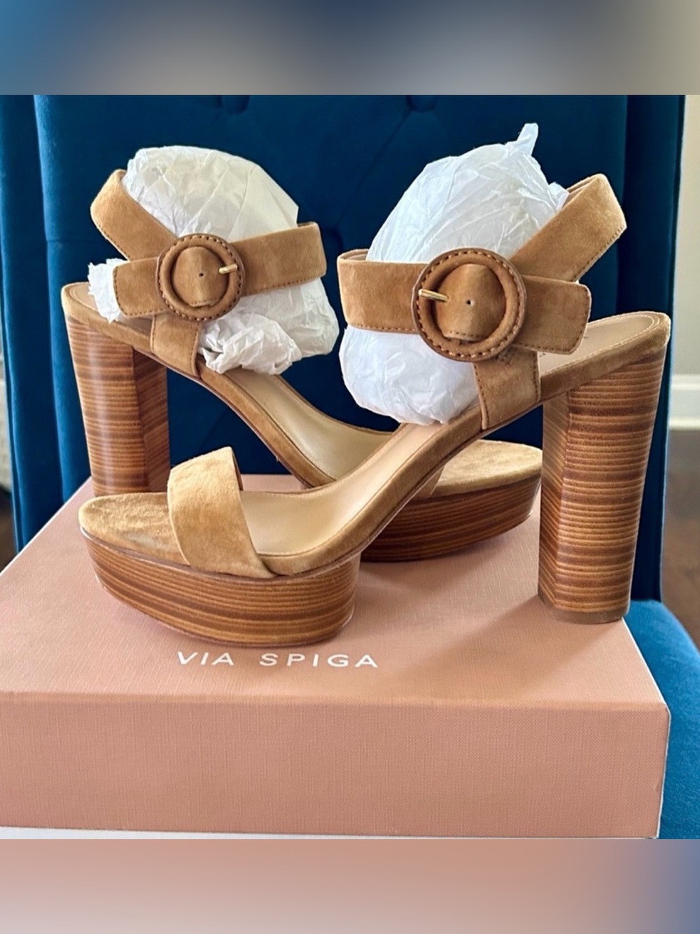 🔻Via Spiga Women’s V-Ira Sandals Heel Platform | Sz. 10 | Color:Toffee (NWB)